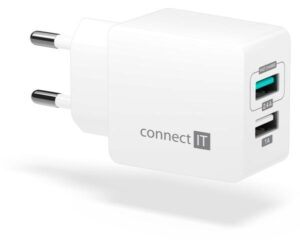Connect IT Fast Charge 2x USB, 3,4A s funkcí rychlonabíjení bílá (CWC-2015-WH)