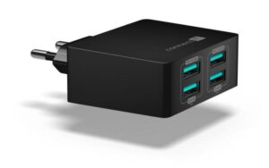 Connect IT Fast Charge 4x USB, 4,8A s funkcí rychlonabíjení černá (CWC-4010-BK)