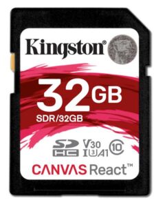 Kingston Canvas React SDHC 32GB UHS-I U3 (100R/70W) (SDR/32GB)