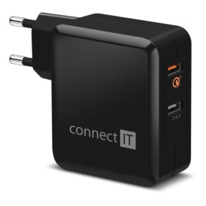 Connect IT 2x USB (3,4A), s funkcí rychlonabíjení QC 3.0 černá (CWC-3010-BK)