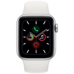 Apple Watch Series 5 GPS 40mm pouzdro ze stříbrného hliníku - bílý sportovní řemínek (MWV62HC/A)
