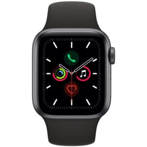 Apple Watch Series 5 GPS 40mm pouzdro z vesmírně šedého hliníku - černý sportovní řemínek (MWV82HC/A)