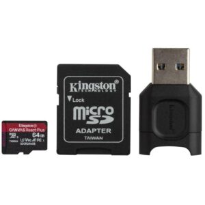 Kingston Canvas React Plus MicroSDXC 64GB UHS-II U3 (285R/165W) + adaptér + čtečka (MLPMR2/64GB)