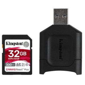 Kingston Canvas React Plus SDHC 32GB UHS-II U3 (300R/260W) + čtečka (MLPR2/32GB)