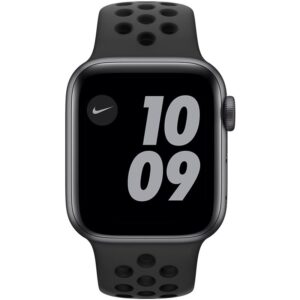 Apple Watch Nike SE GPS 44mm pouzdro z vesmírně šedého hliníku - antracitový/černý sportovní náramek Nike (MYYK2HC/A)