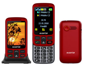 Aligator mobilní telefon Vs900 Senior červená/stříbrná