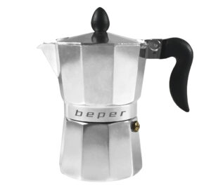 Beper překapávač Ca010 kávovar moka pro přípravu tradiční itálské kávy, 1 šálek, kvalitní hliník