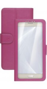 pouzdro na mobil Pouzdro typu kniha Celly View Unica, velikost L, 4" - 4.5", růžové
